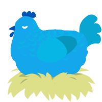 A sky and cerulean chicken with a half-lace pattern