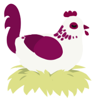Dahlia, a white and wine chicken with a neck-speckle pattern