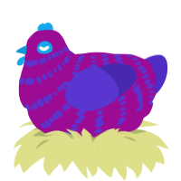 A plum and indigo chicken with a bar pattern