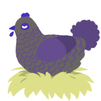 A grey and overcast chicken with a lace pattern