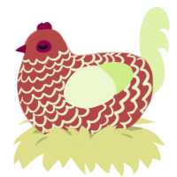 A red and apple chicken with a lace pattern