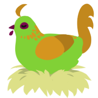 A grass and ochre chicken with a neck-speckle pattern
