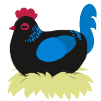 A sable and sapphire chicken with a neck-band pattern