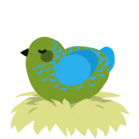Blueberry, a chartreuse and sky chicken with a half-lace pattern