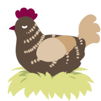 A bark and beige chicken with a half-bar pattern