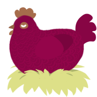 A maroon chicken with a double-lace pattern