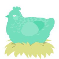 A mint chicken with a half-lace pattern