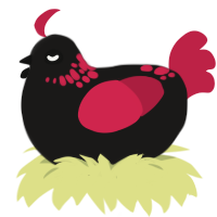 A sable and crimson chicken with a neck-speckle pattern