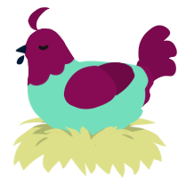 A mint and wine chicken with a head pattern