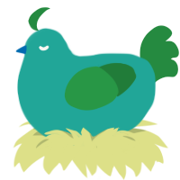 A turquoise and viridian chicken
