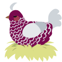 A wine and mist chicken with a lace pattern
