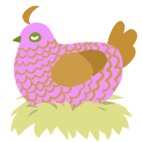 A lavender and gold chicken with a lace pattern