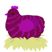 A wine and plum chicken with a bar pattern