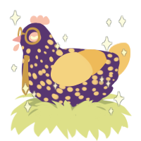 Night sky, a indigo and honey chicken with a speckle pattern