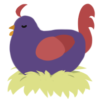 A overcast and red chicken