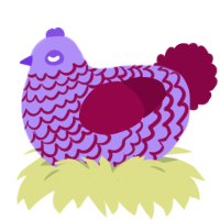 A lilac and maroon chicken with a lace pattern