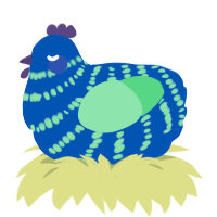 A ultramarine and spring chicken with a bar pattern