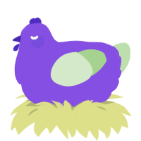 A blurple and gluppy chicken