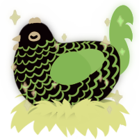 A white and plum chicken with a lace pattern