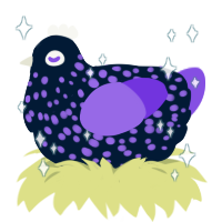 A tumblr and blurple chicken with a speckle pattern