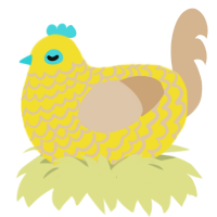 Sour Raspberry, a yellow and beige chicken with a lace pattern