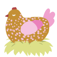 (unnamed), a gold and pink chicken with a speckle pattern