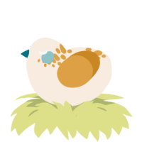 Mozzarella, a cream and orange chicken with a neck-speckle pattern