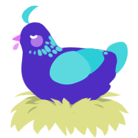 A indigo and aqua chicken with a neck-speckle pattern