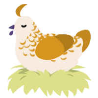 A cream and ochre chicken with a half-lace pattern