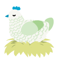 A white and gluppy chicken with a lace pattern