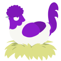 A white and violet chicken with a lace pattern