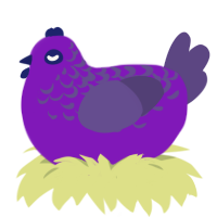 Pretty Patty, a violet and overcast chicken with a half-lace pattern