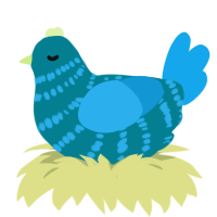 A sea and sky chicken with a bar pattern