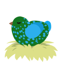 H-Base_Progress, a leaf and sky chicken with a speckle pattern
