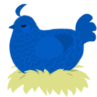 A ultramarine chicken with a lace pattern