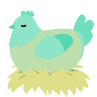 A gluppy and mint chicken with a head pattern