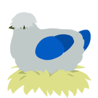 g, a silver and ultramarine chicken