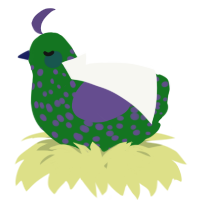 A leaf and overcast chicken with a speckle pattern