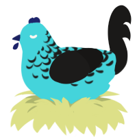 Ice Coolee, a aqua and sable chicken with a half-lace pattern
