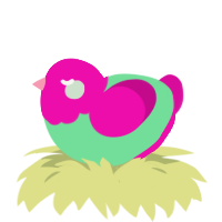Up for swaps, a spring and fuchsia chicken with a head pattern