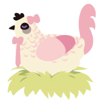 A cream and pink chicken with a half-lace pattern