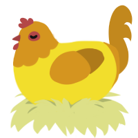 A yellow and ochre chicken with a head pattern