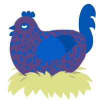 Weird XYX, a overcast and ultramarine chicken with a speckle pattern