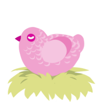 Barbie Volkswagen, a pink chicken with a half-lace pattern