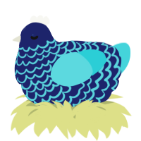 A navy and aqua chicken with a lace pattern