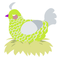 A lime and mist chicken with a lace pattern