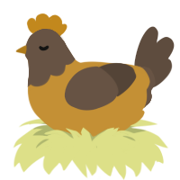 pnpu, a gold and bark chicken with a head pattern