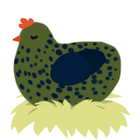 Sgt Speckles, a olive and tumblr chicken with a speckle pattern