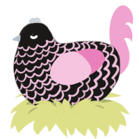 A sable and pink chicken with a lace pattern