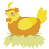 A orange and yellow chicken with a head pattern